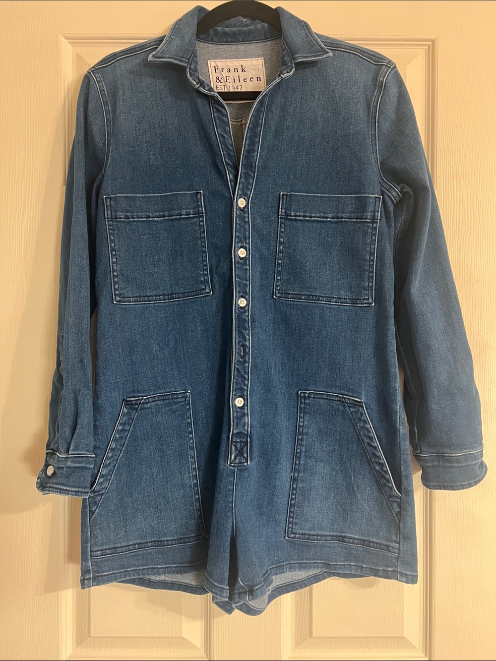 Frank & Eileen Denim onesie jumpsuit in Medium Blue